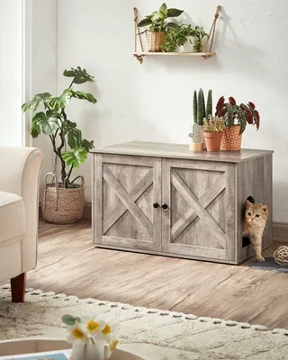 Produktbild von FEANDREA Katzentoilette,80x53x49,2cm,mit herausnehmbarem Trennwand greige