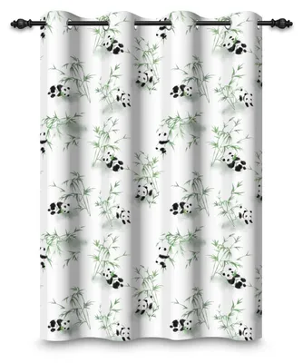 Imagen del producto de Elzusha - Cortina opaca con estampado de panda, 135 x 245 cm