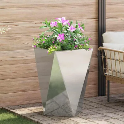 Obrázok produktu pre Maison Exclusive - Kvetináč strieborný 50 x 50 x 75 cm Pozinkovaná oceľ