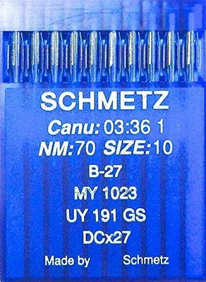 Nähnadeln System B-27, 10 Stück, Stärke 70/10, runder Kolben