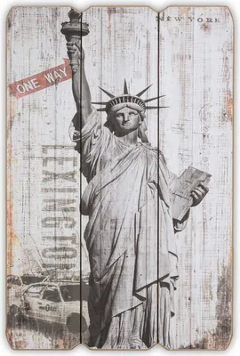 Produktbild von Wandbild aus Holz USA New York Freiheitsstatue Wandschild Holzbild