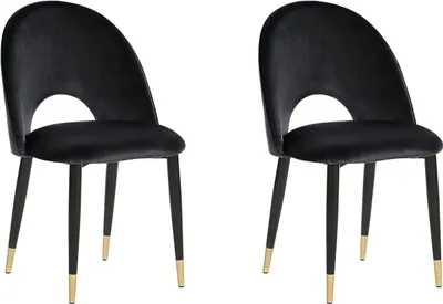 Produktbild von BELIANI Esszimmerstuhl 2er Set Schwarz Samtstoff mit Metallbeinen Goldene Akzente Retro Wohnzimmer Esszimmer Ausstattung Möbel Sitzmöbel