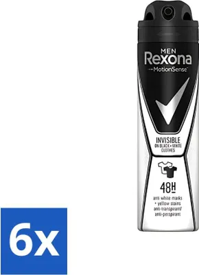 Produktbild von Rexona Men – Deodorant-Spray – Motion Sense – Invisible Black & White – Antitranspirant & Transpirant – 150 ml - Vorteilspack - 6 Stücke
