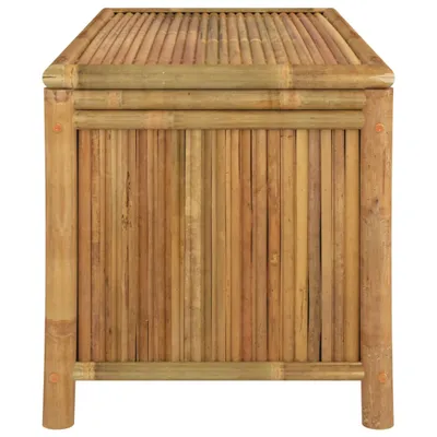 A front view of a bamboo storage chest on a white background.
