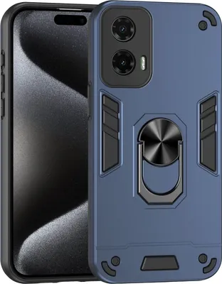 Produktbild von Für Motorola Moto G35 Armor Magnet Metall Ring PC Schutz Handy Hülle Case Blau