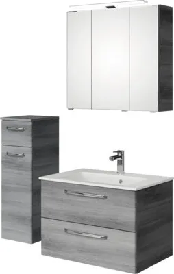 Produktbild von Pelipal Badmöbel-Set Kumba BxHxT 107 x 200 x 50 cm Frontfarbe graphit struktur quer mit Mineralguss-Waschtisch und Unter