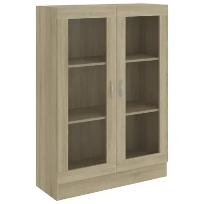 Image de vidaXL Armoire vitrine Chêne Sonoma 82,5x30,5x115 cm Bois composite - Bibliothèques & Armoires à livres