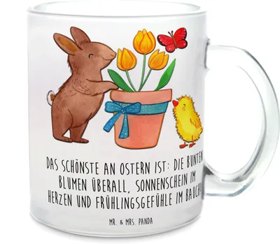 Produktbild von Mr. & Mrs. Panda Trinkglas Hase Küken - Transparent - Geschenk, Teetasse Glas, Häferl, Tee Tasse, Pott, Ostern, Ostergeschenk
