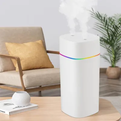 Produktbild von Luftbefeuchter 600 ml mit Aroma-Diffuser, 2 Sprühmodi, LED-Licht, Timer & Trockenlaufschutz, USB, für Zuhause, Büro & Auto