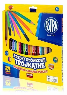Obrázek produktu pro Astra Tužky 24 barev, trojúhelníkové s ořezávátkem