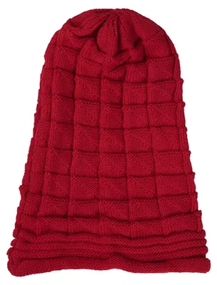 Produktbild von Strickmütze, plissiert, lässig, locker, einfarbig, dehnbar, kältebeständig, aus Wollgarn, Herbst/Winter, Damen-Beanie, Skull Cap für Outdoor-Aktivitäten