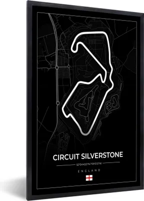 Produktbild von MuchoWow® Gerahmtes Poster Rennsport - England - Rennstrecke - Silverstone - Schwarz 60x90 cm - Poster mit Schwarzem Bilderrahmen Wandposter Rahmen Foto Bilder - Kunst