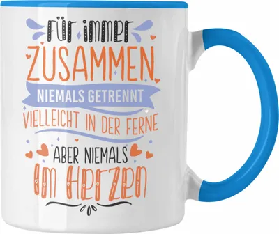 Produktbild von Trendation -  Fernbeziehung Geschenk für Ihn Sie Tasse mit Spruch Valentinstag Geburtstag Geschenk Freund (Blau)