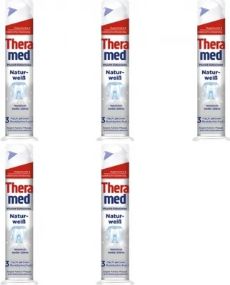 Produktbild von Theramed 2in1 Zahnpasta Gel Naturweiß Spender 100ml (5er Pack)