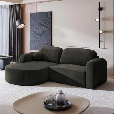 Produktbild von Masseno Ecksofa AMILIA M mit Schlaffunktion L-Form, Sofa mit Bettkasten, Wohnzimmersofa, Couch, Soffa, Bettsofa, Couchgarnitur- Schwarz, MONOLITH 95