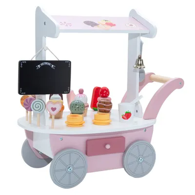 Produktbild von 4iQ Holz-Eiscreme-Wagen für Kinder Sunday-Funday Eisdele– 45x27x45 cm