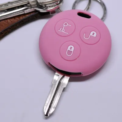 Produktbild von Auto Schlüssel Silikon Schutz Hülle Rosa kompatibel mit Smart 450 Fortwo Cabrio Coupe 3 Tasten Funk Fernbedienung