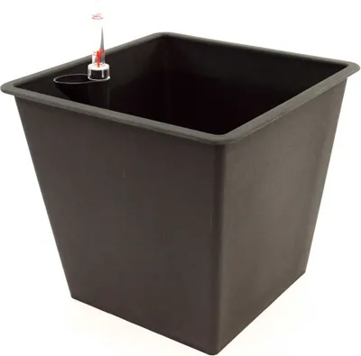 Produktbild von Elegant Einrichten Pflanzkübel, quadratisch konisch, Kunststoff, schwarz, mit Bewässerungssystem, 26x26x24cm, für Garten und Terrasse