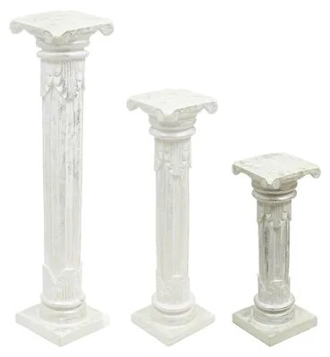 Produktbild von Säule Antike Blumensäule Dekosäule Ständer Sockel Podest Blumenständer Holz in vielen verschiedenen Designs , Säulen Variante Antik:Silberwash 60 cm