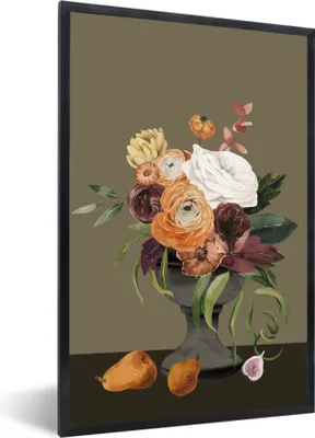 Produktbild von MuchoWow® Gerahmtes Poster Aquarell - Blumen - Stillleben 60x90 cm - Poster mit Schwarzem Bilderrahmen Wandposter Rahmen Foto Bilder - Kunst