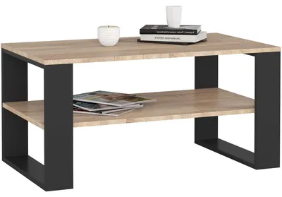 Produktbild von Couchtisch Holz Alex mit einem Regal,  92x45x53cm,  Sonoma-Schwarz