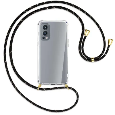 Produktbild von Handykette Backcover-Schutzhülle mit Band (Metall goldfarben) für OnePlus Nord 2 5G - schwarz/gold
