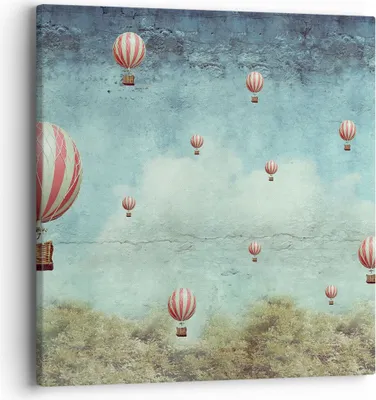 Produktbild von Bild auf Leinwand - Leinwandbild - Baloons Phantasie Illustration Fantasie - 40x40cm - Wand Bild - Wanddeko - Leinwanddruck - Bilder - Kunstdruck - Leinwand bilder - Wandkunst - AC40x40-3065