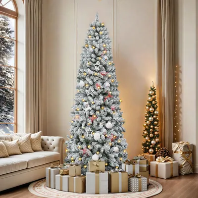 Produktbild von 183 cm Schneebedeckt Weihnachtsbaum mit 300 LEDs Beleuchtung und Fernbedienung, Ständer, Tannenbaum Dekobaum, 700 Spitzen, φ70cm