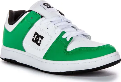 Produktbild von DC Shoes Manteca 4 Lederschuhe mit seitlichem Logo und Schnürung in Weiß Grün – 7.5 UK - 41 EU - 8.5 US / White Green