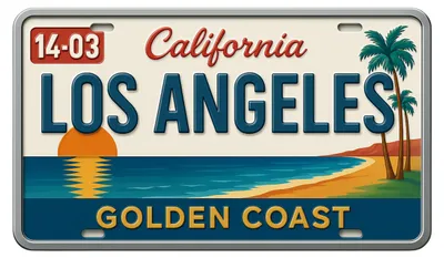 Produktbild von Blechschild 15x30cm - Los Angeles Golden Coast Retro California