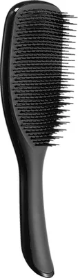 A black hair brush is shown against a white background.