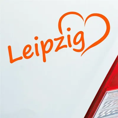 Produktbild von Auto Aufkleber Leipzig Herz Stadt City Liebe Love Heimat 18,5x8 cm Orange Sticker Heckscheibenaufkleber
