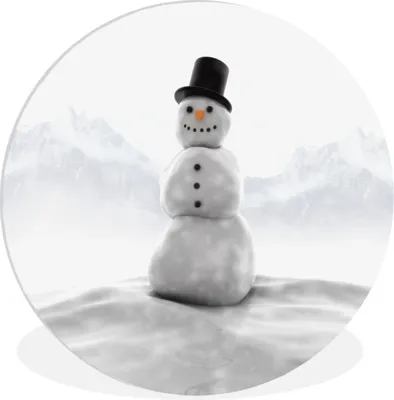 Produktbild von MuchoWow® Rundes Wandbild - Runde Bilder Schneemann im Schnee Ø 30 cm Kreis Wanddekoration Kunststoff - Wandkreis - Wandschmuck - Schlafzimmer - Bilder - Der Kreis - Kunst für die Wohnung - Plastik - Kunstdruck - Wandbild