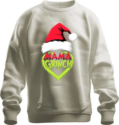 Produktbild von Mama Grinch Weihnachten Weihnachtsmütze Grinch Herz Lustig Mutter Uni Sweatshirt Pullover, Natur, XXL