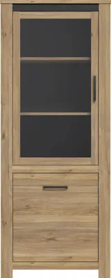 Produktbild von Highboardvitrine KALLASTE schwarz Eiche Holznachbildung, 2-türig, eine Tür mit Glaseinsatz