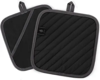 Produktbild von Schwarze Topflappen Set 20cm Waschbar Küchenzubehör Hitzeschutz