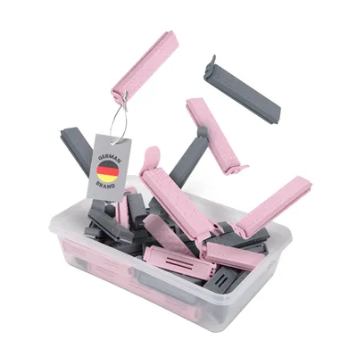 Immagine prodotto di Set di 30 clip sigillanti ProHome - 3 diverse dimensioni Dimensioni delle clip di chiusura incl. barattolo di stoccaggio da 0,8 litri, clip in plastica per un uso versatile