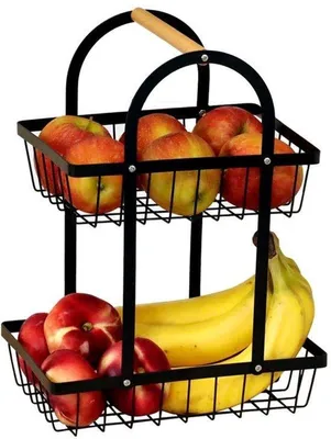 Obrázek produktu pro Ovoceový stojan, dvoupodlažní, černý, malý
