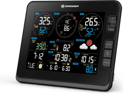 Produktbild von Bresser Basisstation für Profi WLAN Wetterstation, WLAN, Thermo-Hygrosensor, Smiley-Symbol, Wecker, Frostwarnung, für Innen- und Außentemperatur