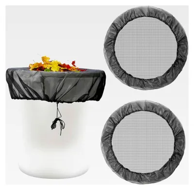 Produktbild von Regentonnen Netz, 2 Stück Abdeckung mit Gummizug, Polyester, Verstellbares Netz, 95 cm Durchmesser, Mückenschutz, Schwarz