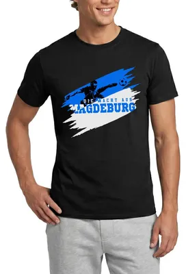 Produktbild von Spreadshirt Die Macht Aus Magdeburg Fußball Fan Männer T-Shirt, XXL, Schwarz