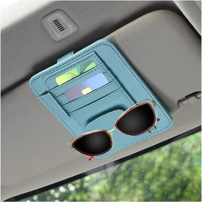 Produktbild von Famanu Organizer für Sonnenblenden - mit Brillenhalter und Reißverschluss - Auto-Innenzubehör (blau)