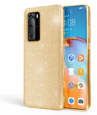 Zdjęcie produktu dla NALIA Brokatowa obudowa do telefonu Huawei P40 Pro, brokatowa obudowa ochronna do telefonu, złota