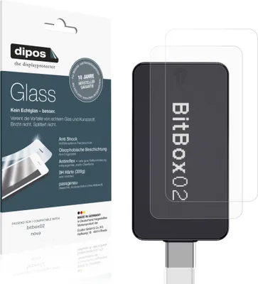 Produktbild von 2x Schutzfolie für bitbox02 nova matt - Anti-Shock 9H Folie dipos Glass Kunststoffglas