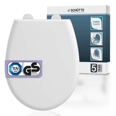 Obrázek produktu pro Termoplastické WC sedátko SCHÜTTE BÍLÉ, PREMIUM, s mechanismem Soft-Close a rychloupínáním