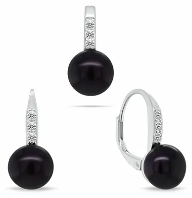 Immagine prodotto di Incantevole set di gioielli in argento con perle scure SET291WBC ( Orecchini, ciondoli)
