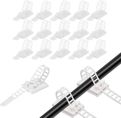 Produktbild von Famanu Kabelclips 50 Stück verstellbar selbstklebend - weiß
