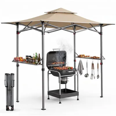 Produktbild von Sekey Grillpavillon 250x150 cm faltbar Garten Pavillon Wasserabweisend UV50+, Taupe