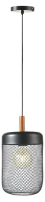 Zdjęcie produktu dla Lampa wisząca ACA z 1 oprawką E27, drewno + czarny metal, średnica 20 cm x wysokość 154 cm, PAROT TF501P20BK