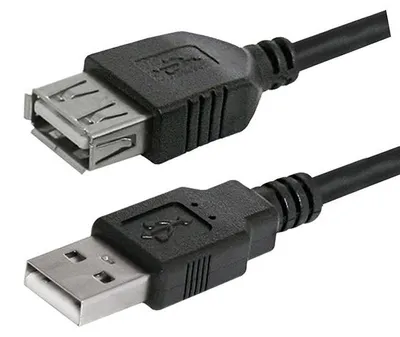 Produktbild von Logo USB-Verlängerungskabel (2.0), USB A M - USB A F, 1,8m, schwarz, Blister